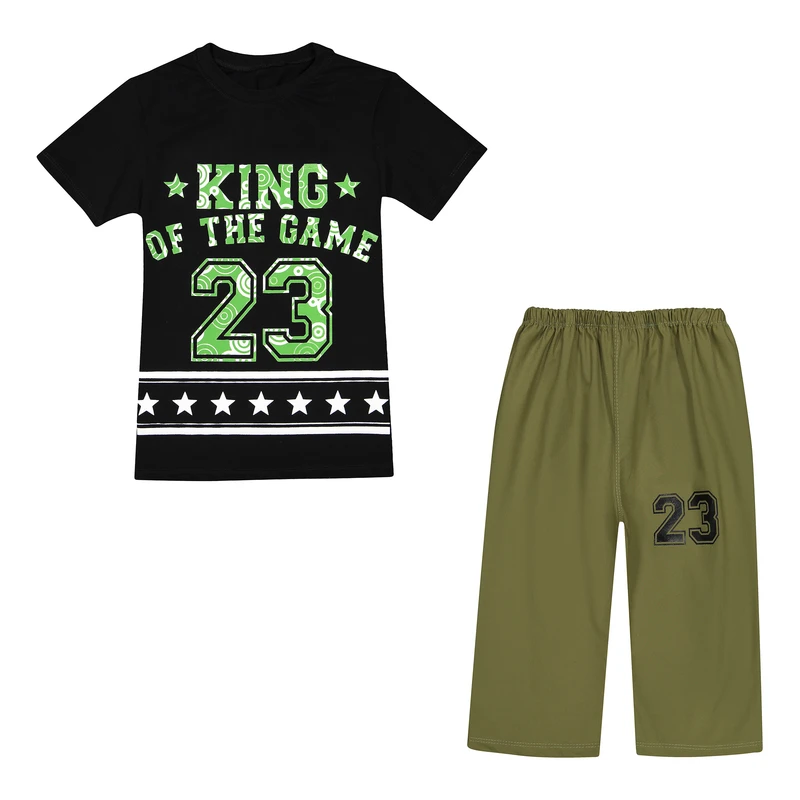 ست تی شرت آستین کوتاه و شلوارک پسرانه مدل king