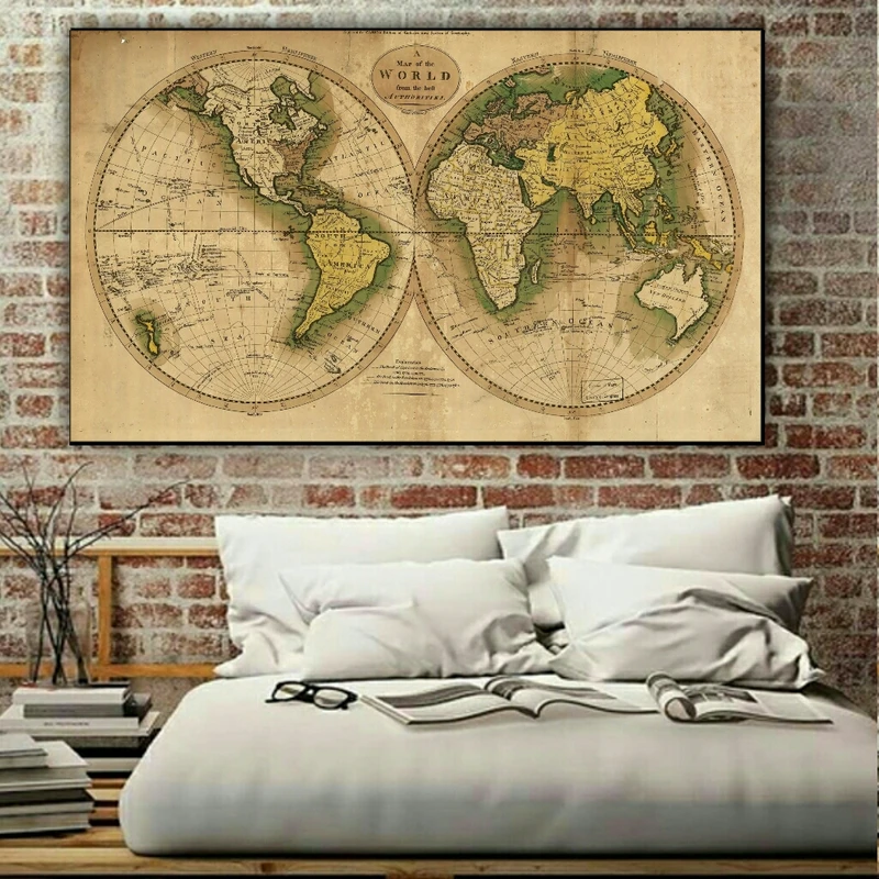 پوستر دیواری طرح نقشه جهان آنتیک مدل PD37