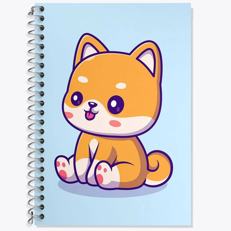 دفتر زبان 50 برگ خندالو مدل دو خط طرح حیوانات بامزه گربه کد 29723