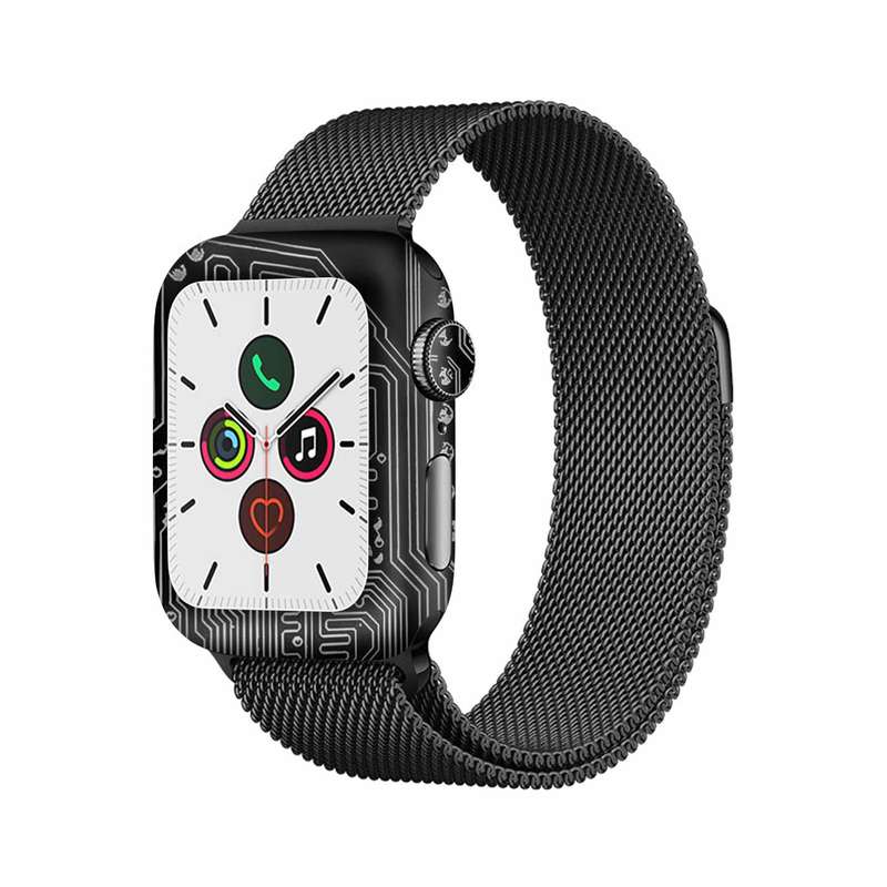  برچسب ماهوت طرح Black-Printed-Circuit-Board مناسب برای ساعت هوشمند اپل Watch 5 40mm