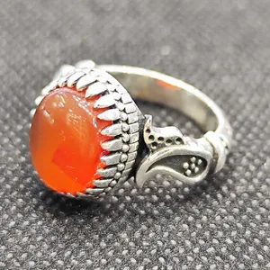 انگشتر نقره مردانه مدل سنگ عقیق یمانی کد 45