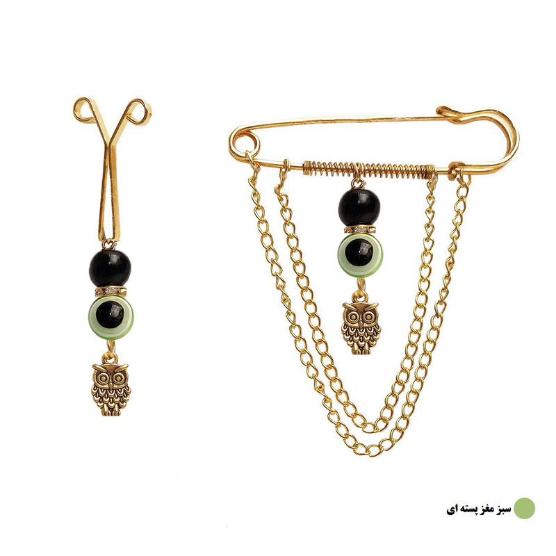 سنجاق سینه زنانه مدل چشم نظر به همراه گیره روسری