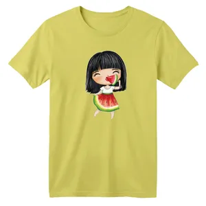 تی شرت آستین کوتاه بچگانه مدل دخترک یلدایی کد  10 رنگ زرد لیمویی