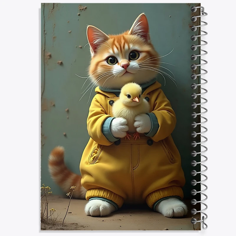 دفتر شطرنجی 50 برگ خندالو طرح گربه و جوجه بامزه کد F5401