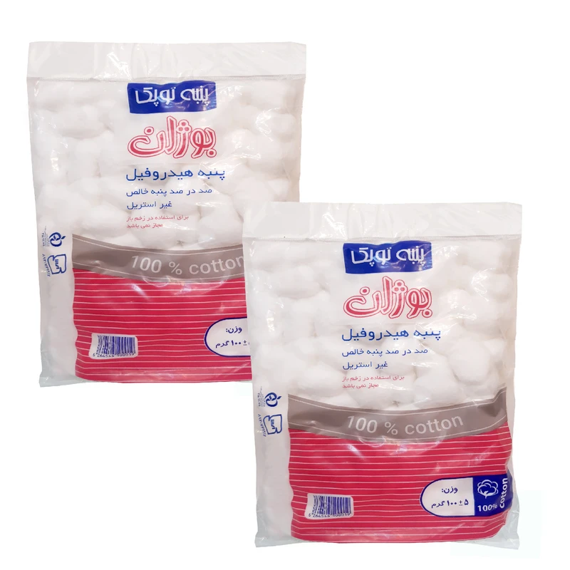 پنبه هیدروفیل بوژان  توپک مدل 27003-2 وزن 100گرم مجموعه 2 عددی