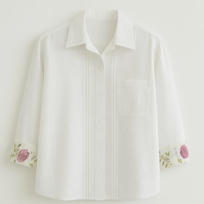 شومیز آستین بلند یقه برگردان زنانه مدل لینن کد 01