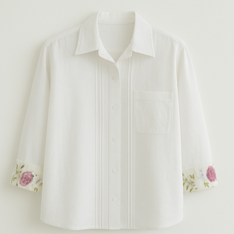 شومیز آستین بلند یقه برگردان زنانه مدل لینن کد 01