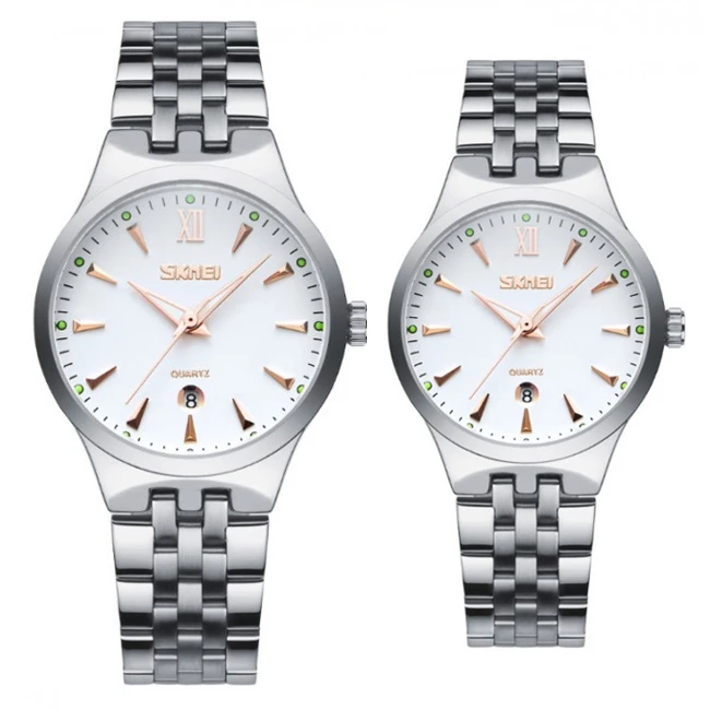 ست ساعت مچی عقربه ای زنانه و مردانه اسکمی مدل 9071 کد 09