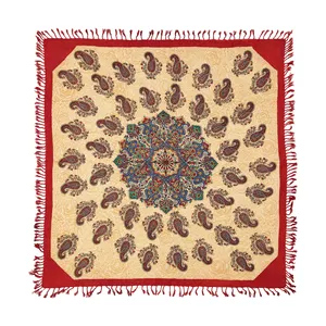 رومیزی قلمکار اخوان زابلیان مدل دوبته ای ترنج کد 01