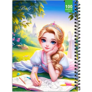 دفتر نقاشی 100 برگ بله طرح فانتزی دختر نقاش کد A4-N77