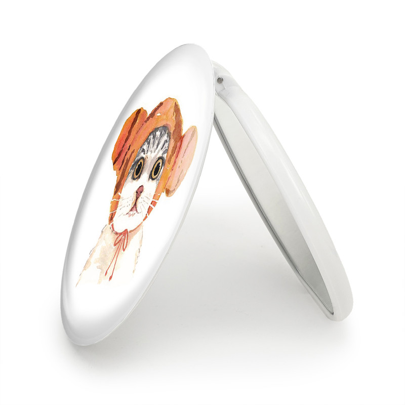 آینه جیبی خندالو طرح گربه مدل تاشو کد 5185