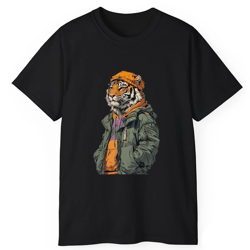 تی‌شرت آستین کوتاه مردانه پاد آفرین مدل ببر خوشتیپ کد 005