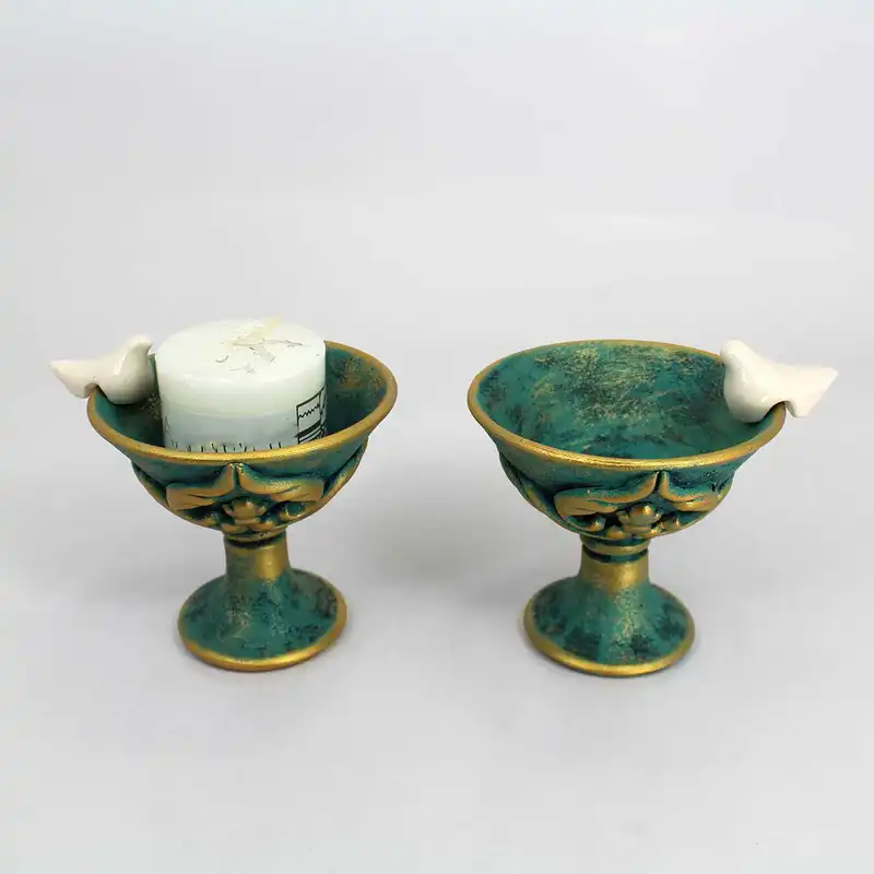 جاشمعی طرح جام و پرنده بسته 2 عددی