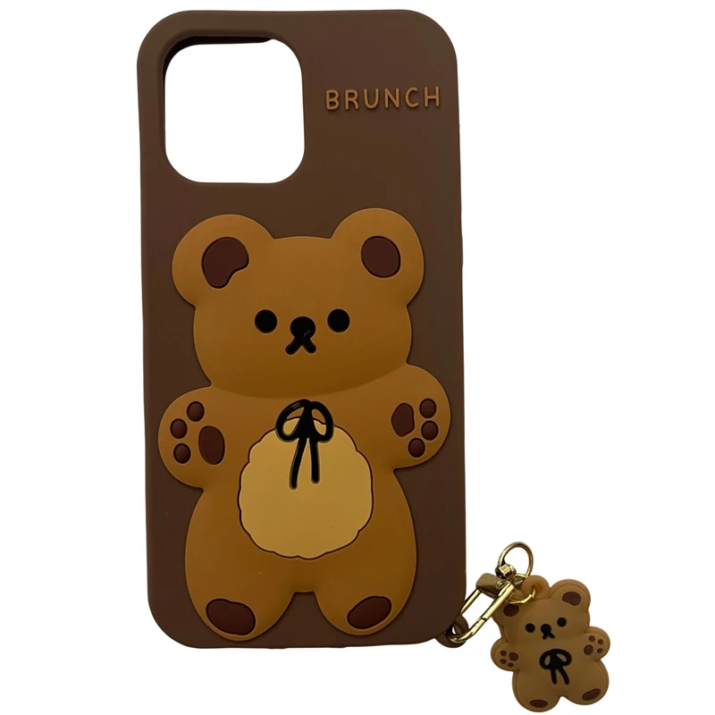 کاور مدل سیلیکونی طرح خرس 660 مناسب برای گوشی موبایل اپل iPhone 12 Pro Max / 13 Pro Max به همراه آویز