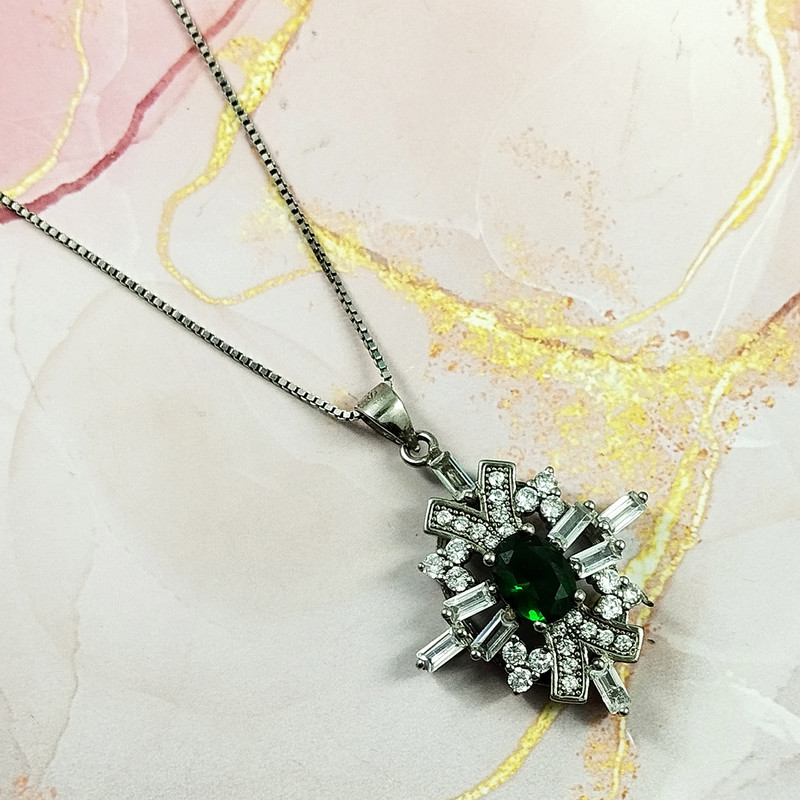 نیم ست نقره زنانه سلین کالا مدل زمرد کد 126