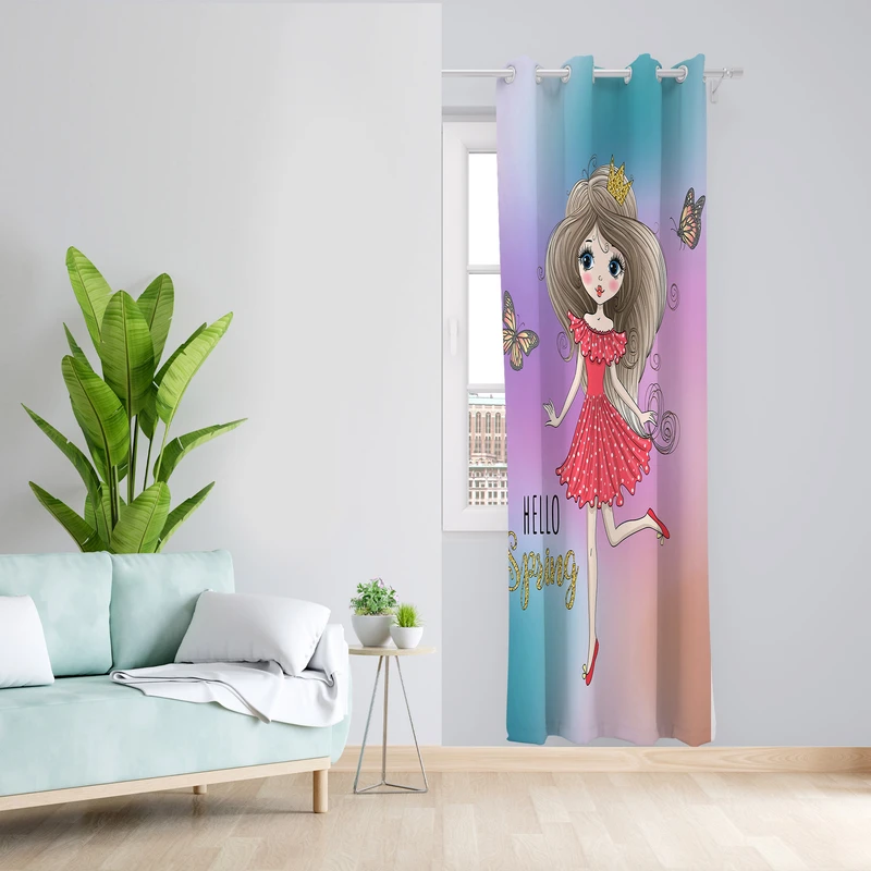 پرده طرح کودک مدل مخمل پانچی کد 1999 z سایز 140x200 سانتی متر