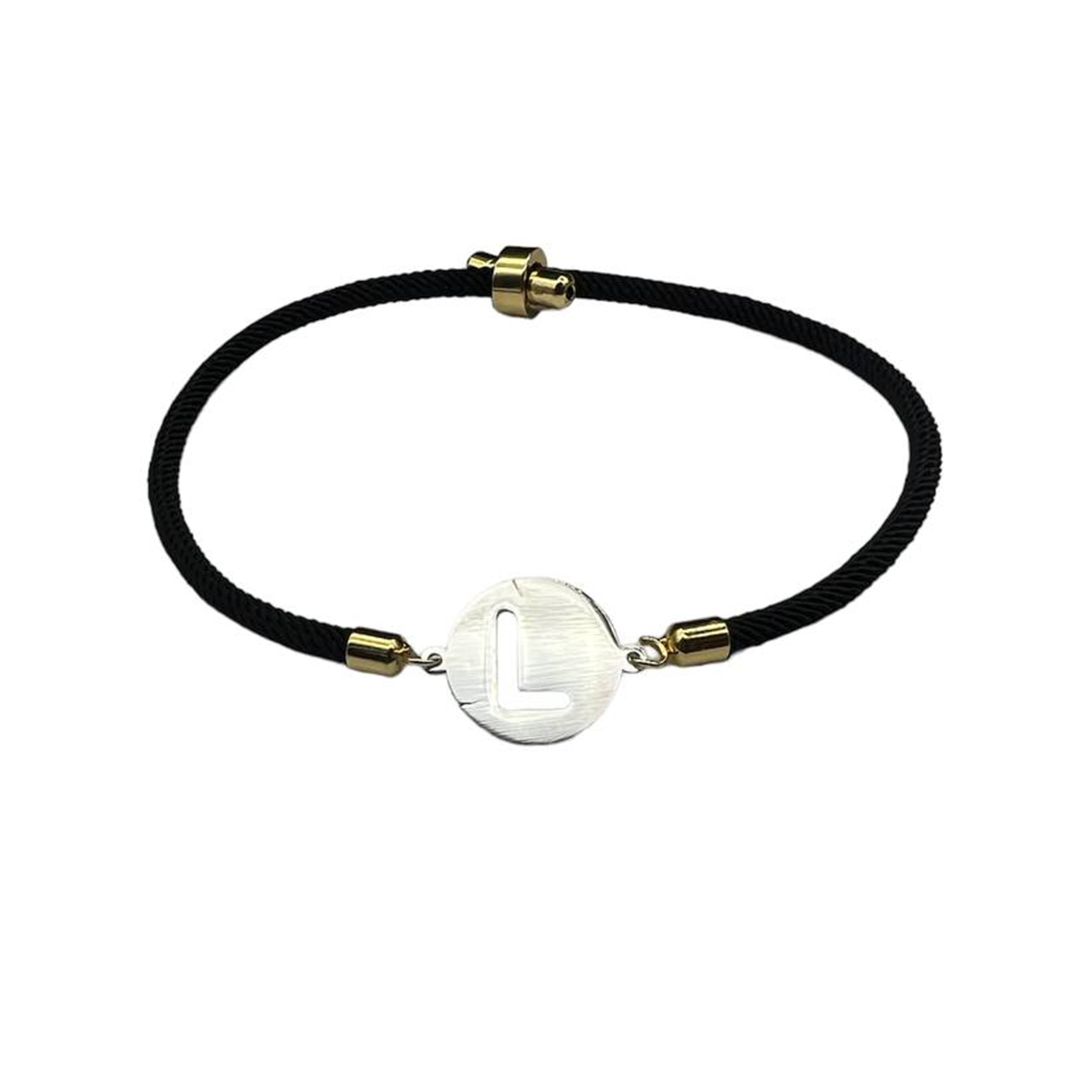 دستبند نقره طرح L مدل تو خالی