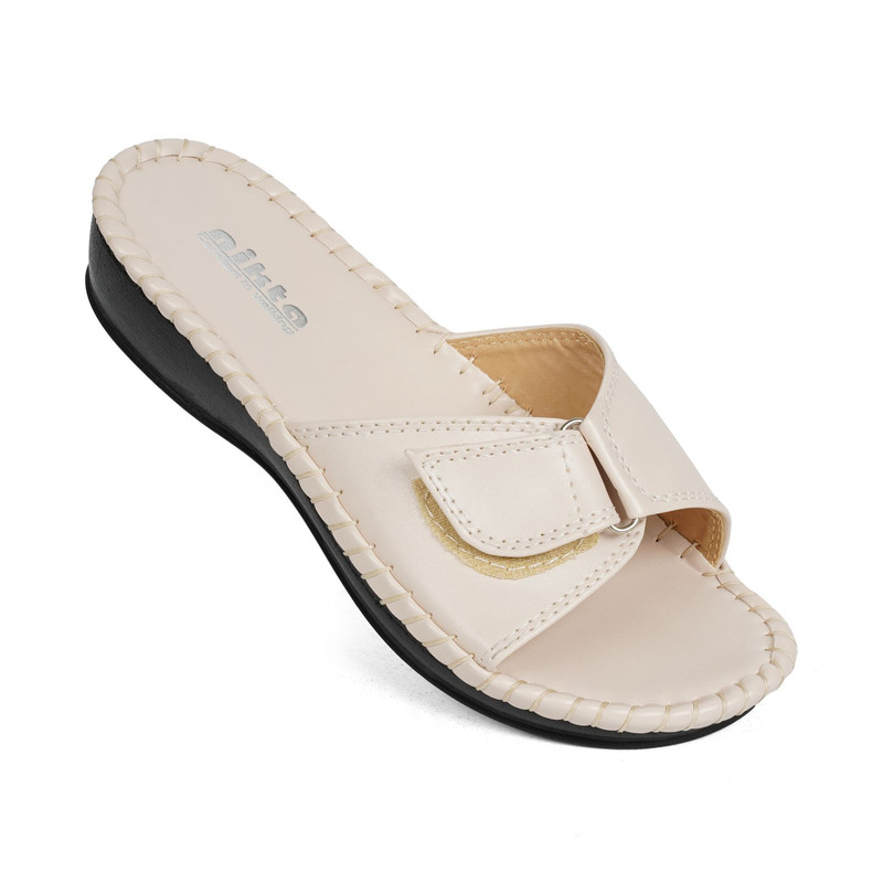 دمپایی زنانه نیکتا مدل M-233 رنگ کرم