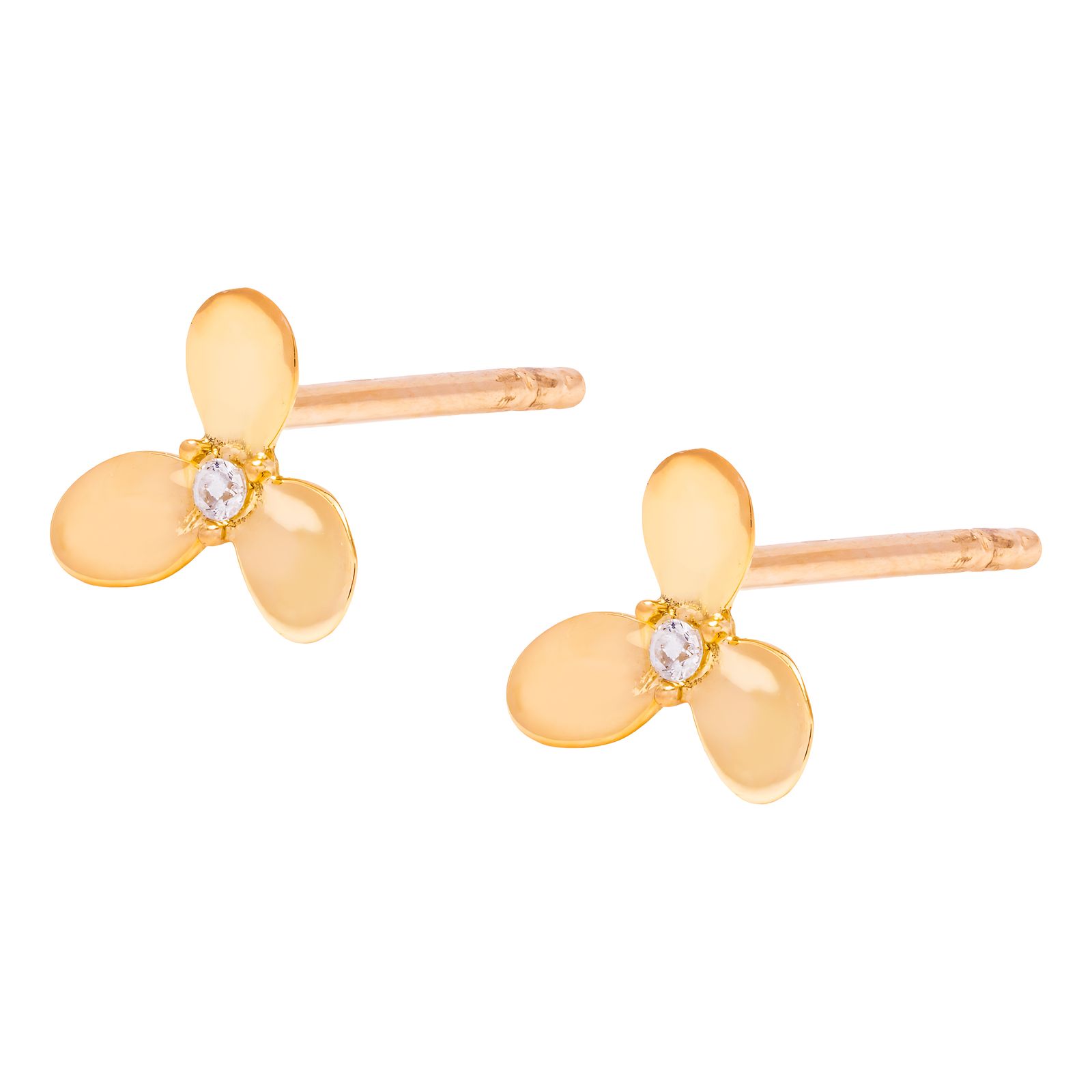 گوشواره میخی طلا 18 عیار زنانه وی گالری مدل گل کد E0208 -  - 1