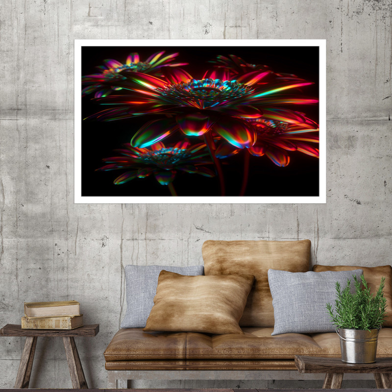 تابلو نوری بکلیت طرح گل نئون مدل W-MO1753