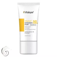 فلوئید ضد آفتاب بدون رنگ ویتالیر SPF50 مدل Vitamin C محافظ UVA ،UVB، ضد چروک، روشن‌کننده، مناسب انواع پوست حجم 50 میلی‌لیتر