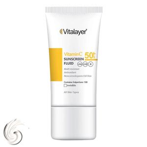 فلوئید ضدآفتاب بی‌رنگ ویتالیر SPF50 مدل Vitamin C مناسب انواع پوست، حجم 50 میلی‌لیتر