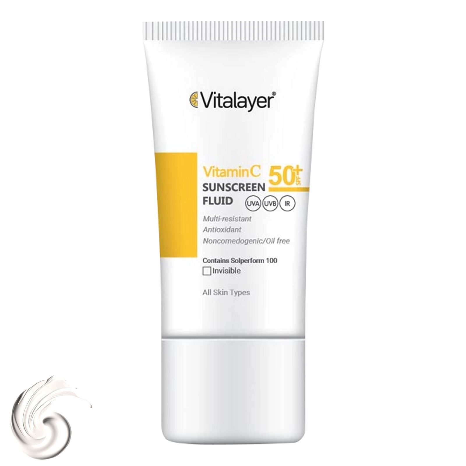 فلوئید ضدآفتاب بی‌رنگ ویتالیر SPF50 مدل Vitamin C مناسب انواع پوست، حجم 50 میلی‌لیتر -  - 1
