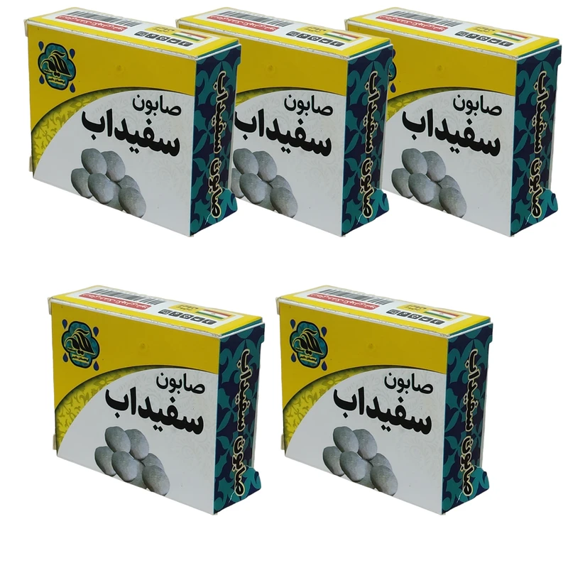 صابون شستشو گیاهستان حکیم مدل سفیدآب وزن 70 گرم بسته 5 عددی