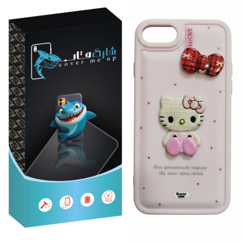 کاور شارک قاب مدل کیتی عروسکی مناسب برای گوشی موبایل اپل Iphone 7 / 8