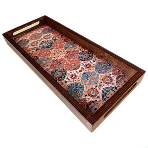 سینی دسته دار مدل اسلیمی کد 10 سایز 17×38 سانتی متر