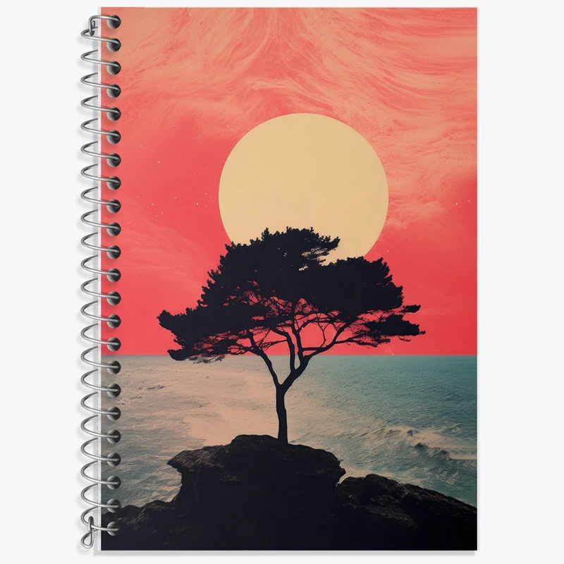 دفتر زبان 50 برگ خندالو مدل دو خط طرح غروب کد F2602