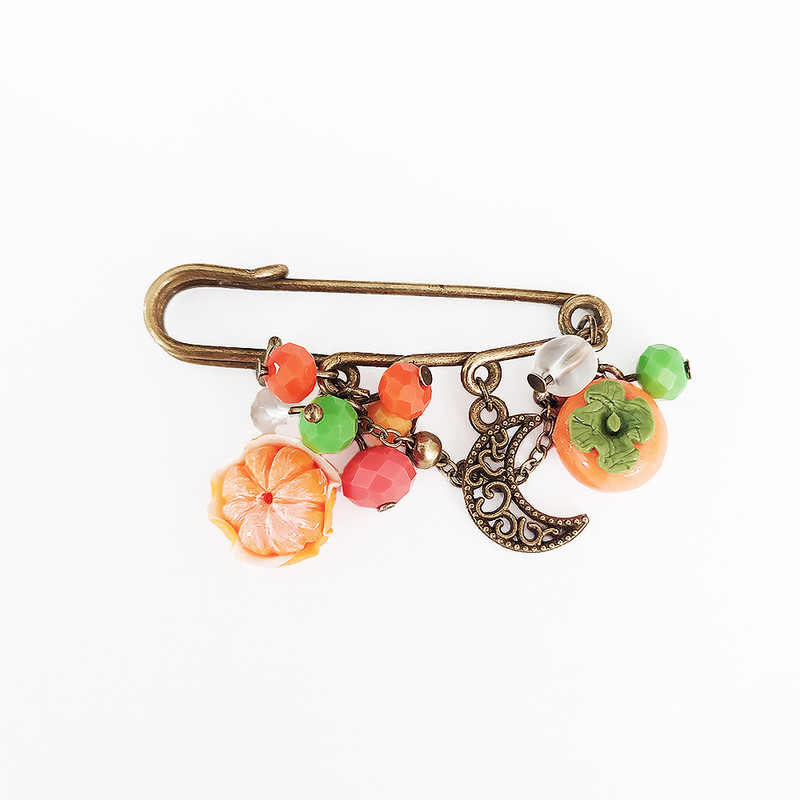 سنجاق سینه دخترانه مدل نارنگی و خرمالو