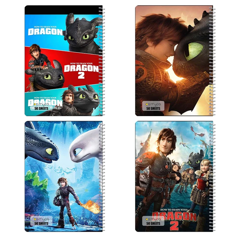 دفتر نقاشي 50 برگ کارنيکا طرح  How to Train Your Dragon کد 11820 مجموعه 4 عددی