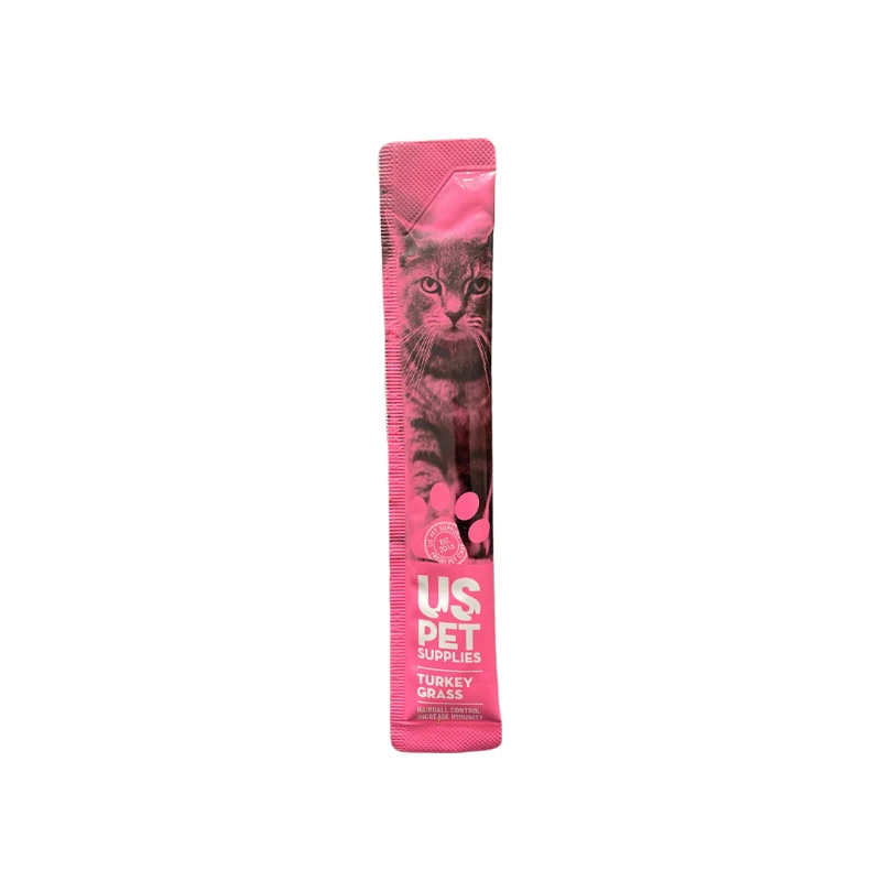 بستنی گربه یو اس پت مدل Cream Cat Treats با طعم بوقلمون و علف گربه وزن 17 گرم