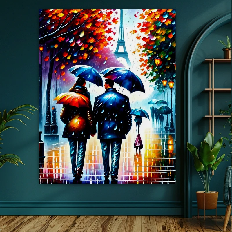 تابلو بوم طرح نقاشی پائیز مدل پیاده رو در پاریس کد GR945