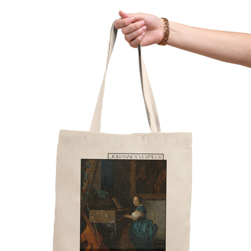 ساک خرید ترمه طراحان ایده مدل دختری پشت ساز ویرژینال از ورمر کد art0572 - L