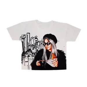 کراپ‌تاپ آستین کوتاه زنانه مدل Coffee کد K140 رنگ سفید