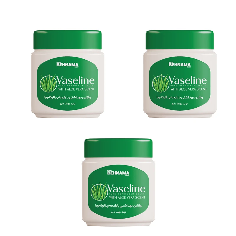 وازلین دست و صورت و لب نوید بهنما دارو مدل آلوئه ورا مناسب برای انواع پوست حجم 115 میلی لیتر مجموعه 3 عددی