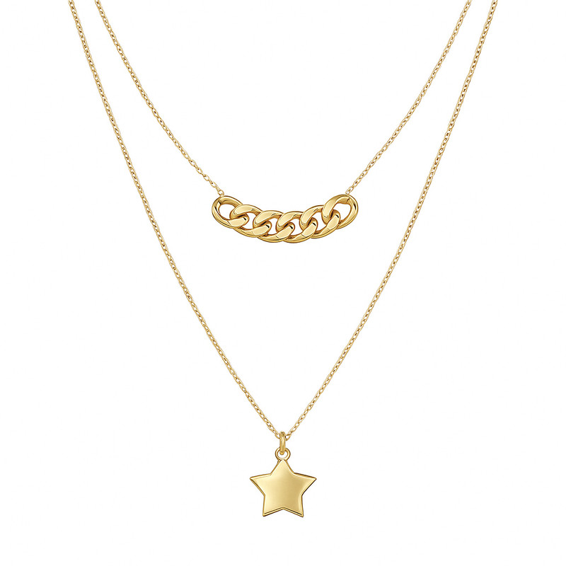 گردنبند طلا 18 عیار زنانه با زنجیر حلقهای (فلامینگو) گالری قو طلایی مدل ستاره