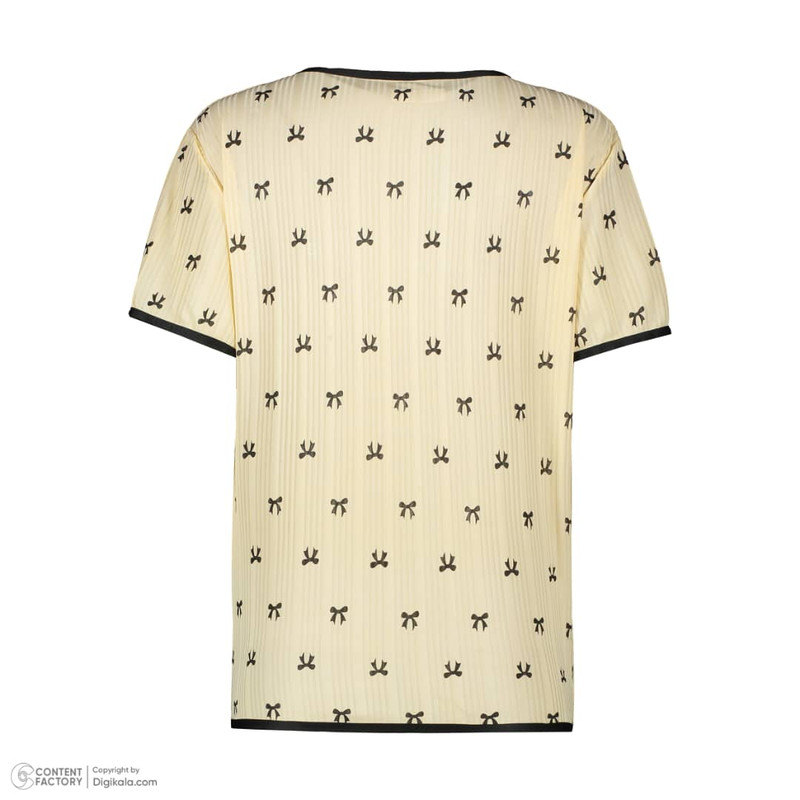 ست 3 تکه لباس زنانه مدل پاپیون رنگ کرم