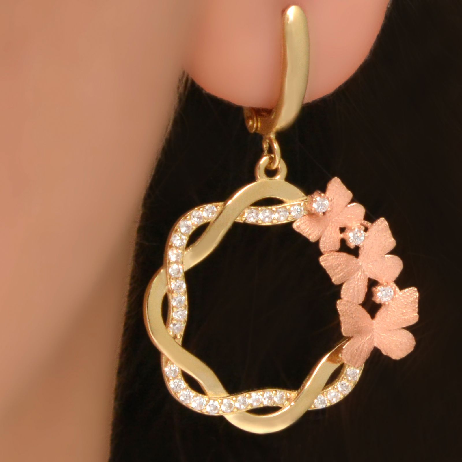 گوشواره طلا 18 عیار زنانه طلای مستجابی مدل پروانه کد 167092 - - 2