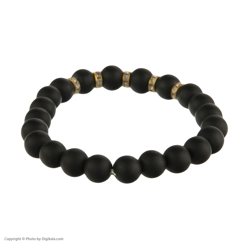 دستبند مدل مهره ای اونیکس طرح نگین دار کد007