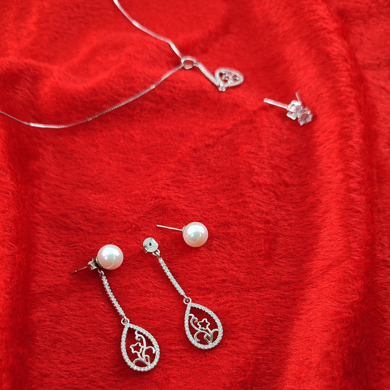 نیم ست نقره زنانه مدل تایلندی کد NG1850