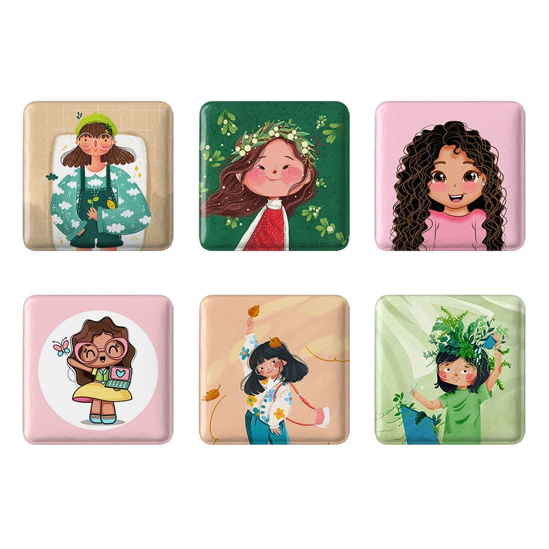 مگنت خندالو طرح دخترانه فانتزی کد 1645B مجموعه 6 عددی