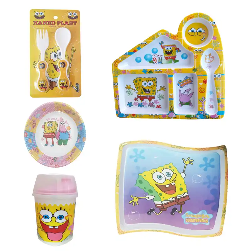 سرویس غذا خوری 6 پارچه کودک طرح باب اسفنجی کد Rbay