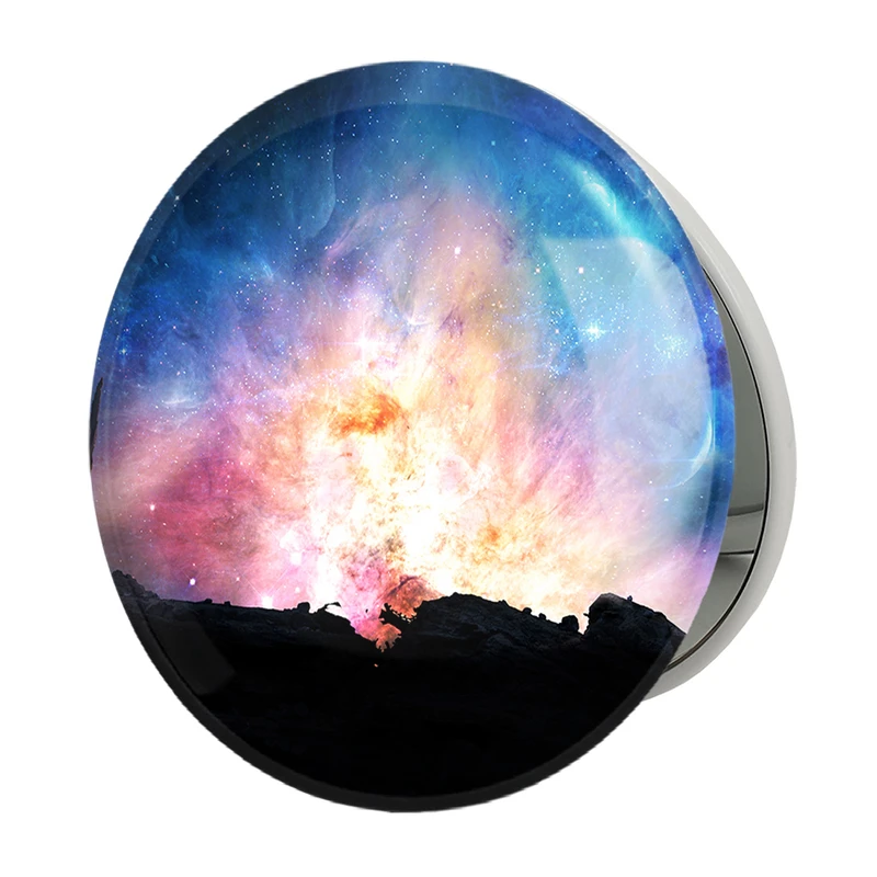 آینه جیبی خندالو طرح کهکشان و سیاره ها مدل تاشو کد 25379 