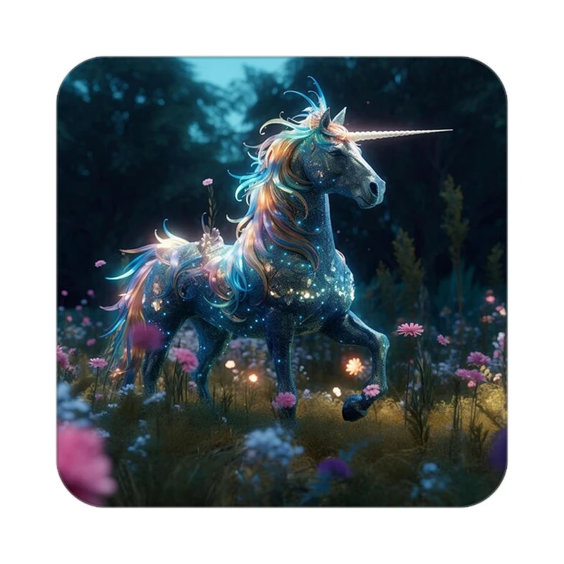 زیر لیوانی کاکتی طرح اسب تک شاخ و یونیکورن مدل mp32996