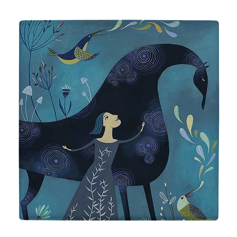  زیر لیوانی  طرح نقاشی دختر و اسب کد    6167457_5521