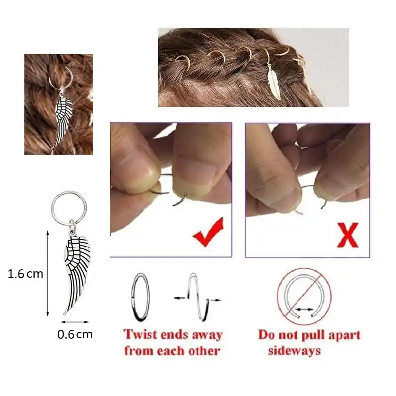 حلقه تزیینی مو طرح بال کد Dl001  بسته 5 عددی