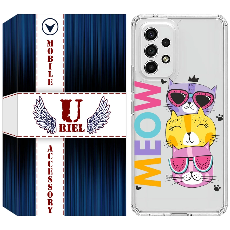 کاور یوریل مدل Clear کد 57 طرح گربه مناسب برای گوشی موبایل سامسونگ Galaxy A32 5G / M32 5G